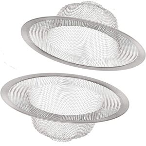2 PCS Drain Strainer Large Wide Rim 4.5" Diameter for Kitchen Sinks Stainless